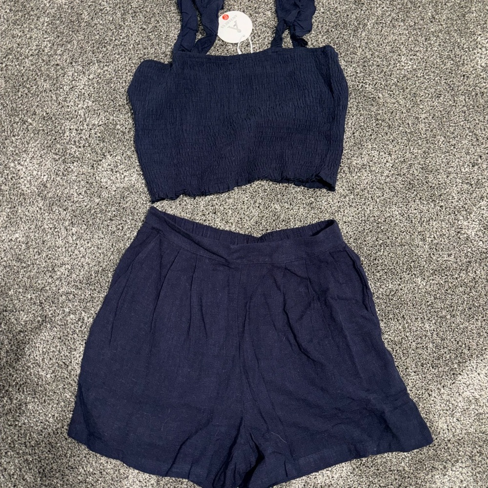 Navy Blue Two-Piece Set